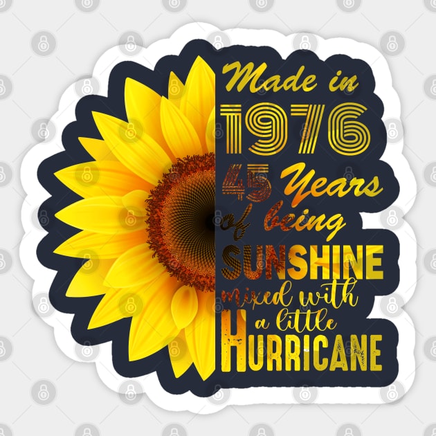 Vintage 1976 Sunflower 45th Birthday Awesome Gift Sticker by Salt88